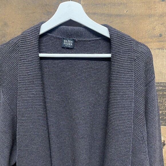 NWOT Eileen Fisher Gray open front cardigan Long Sleeve Size L - Picture 5 of 10